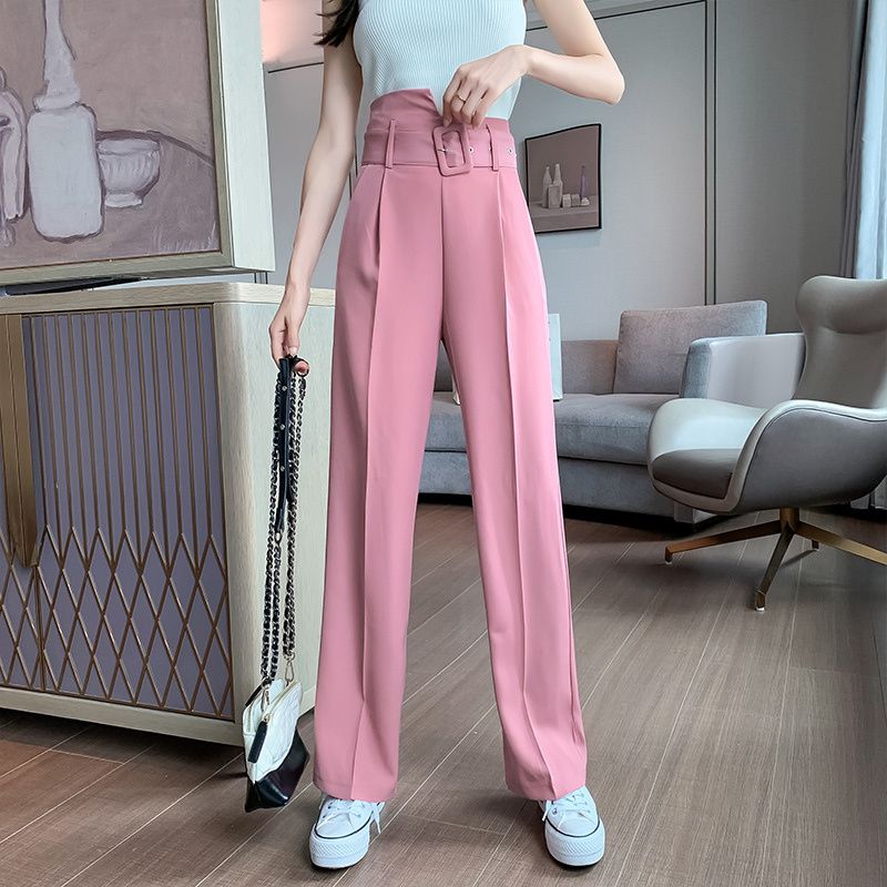 Compra Pantalones Para Mujer Capris 2021 Primavera Otoño Mujeres Formal  Ancho Pierna Con Bolsillos De Cinturón Alta Cintura Elegante Estilo Coreano  Completo Barato | Entrega Rápida Y Calidad | Es.Dhgate