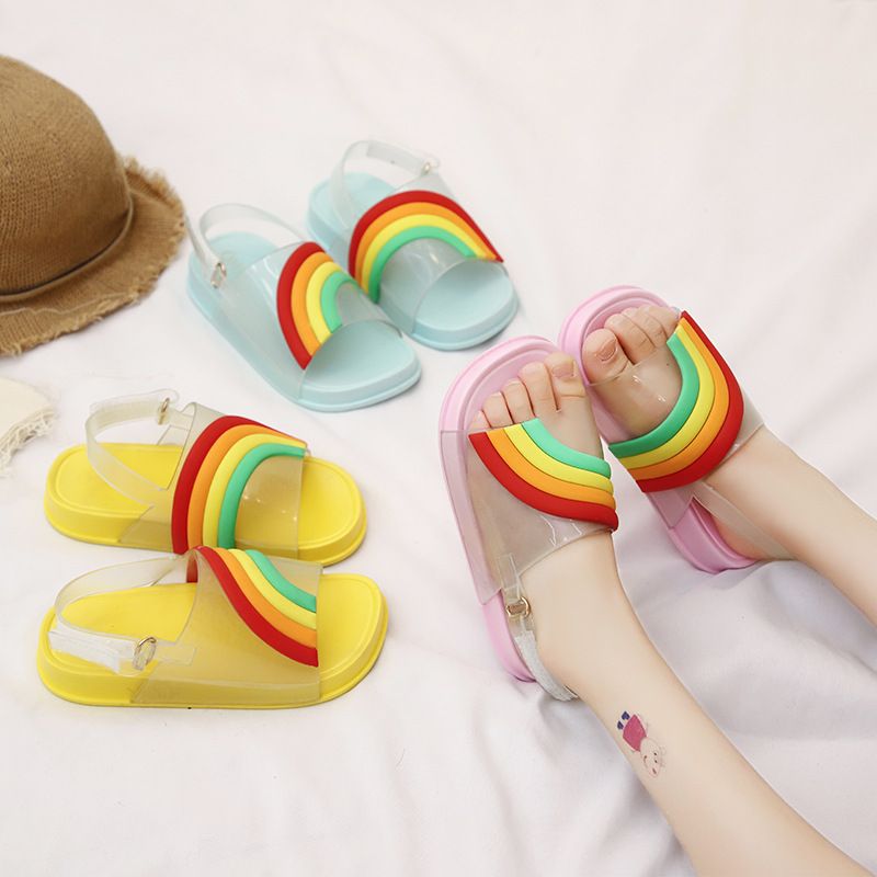 rainbow flat sandals