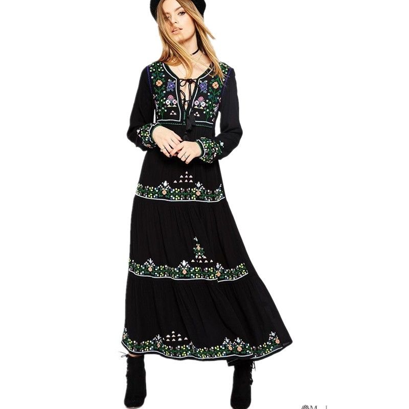 black bohemian maxi dress