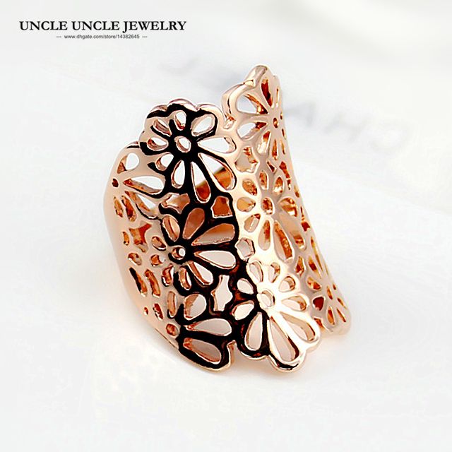 Compra Diseño De Marca Mujer Anillos Anchos Color Oro Rosa Estilo Hueco  Elemento De Flor Señora Anillo De Dedo Regalo Perfecto Al Por Mayor Barato  | Entrega Rápida Y Calidad | Es.Dhgate