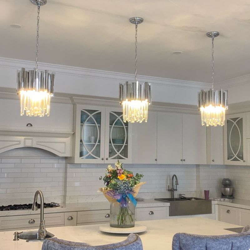 Luxury Foyer Chrome Pendant Lamps, Kitchen Small Crystal Chandelier