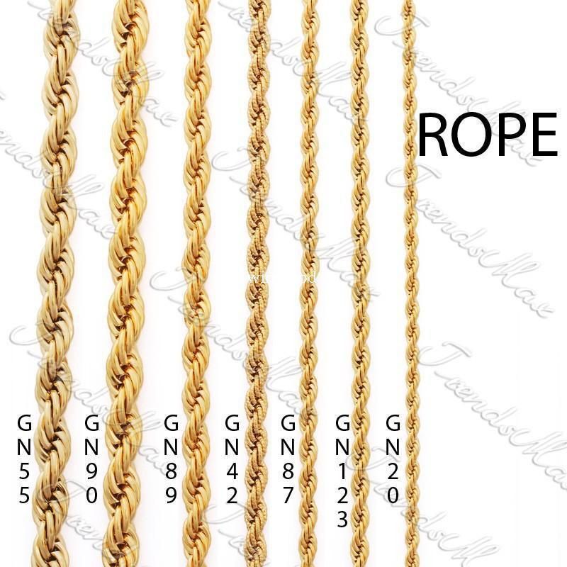 24k Oro Color Lleno De Oro Collar Collar De Cadena Cuerda Clásico Para Hombre Para Mujer Joyería De Regalo De La Cadena 3 4 6 Mm De 25,21 € | DHgate