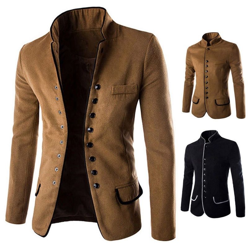 mens stand collar overcoat