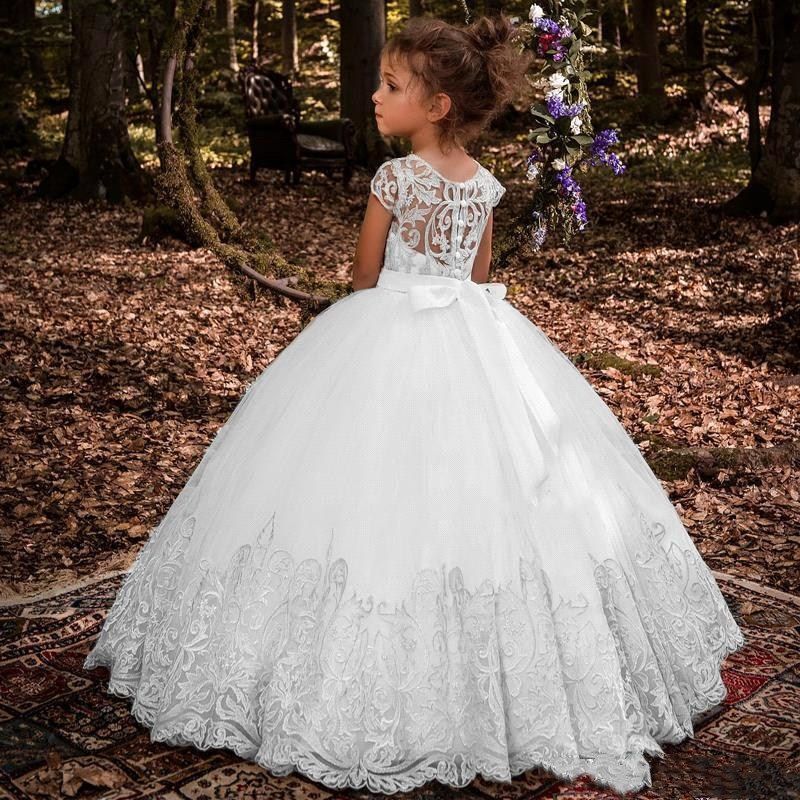 Flower Girl Princess Dress Lace Party Wedding Pageant Communion Dresses for Kid