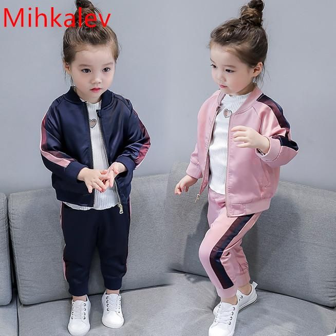 Mihkalev juego mangas largas primavera 2018 para niños ropa deportiva chaqueta y pantalones 2pcs ropa