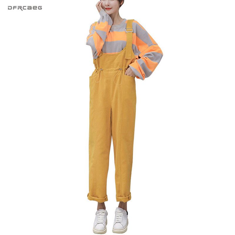 yellow denim jumpsuit