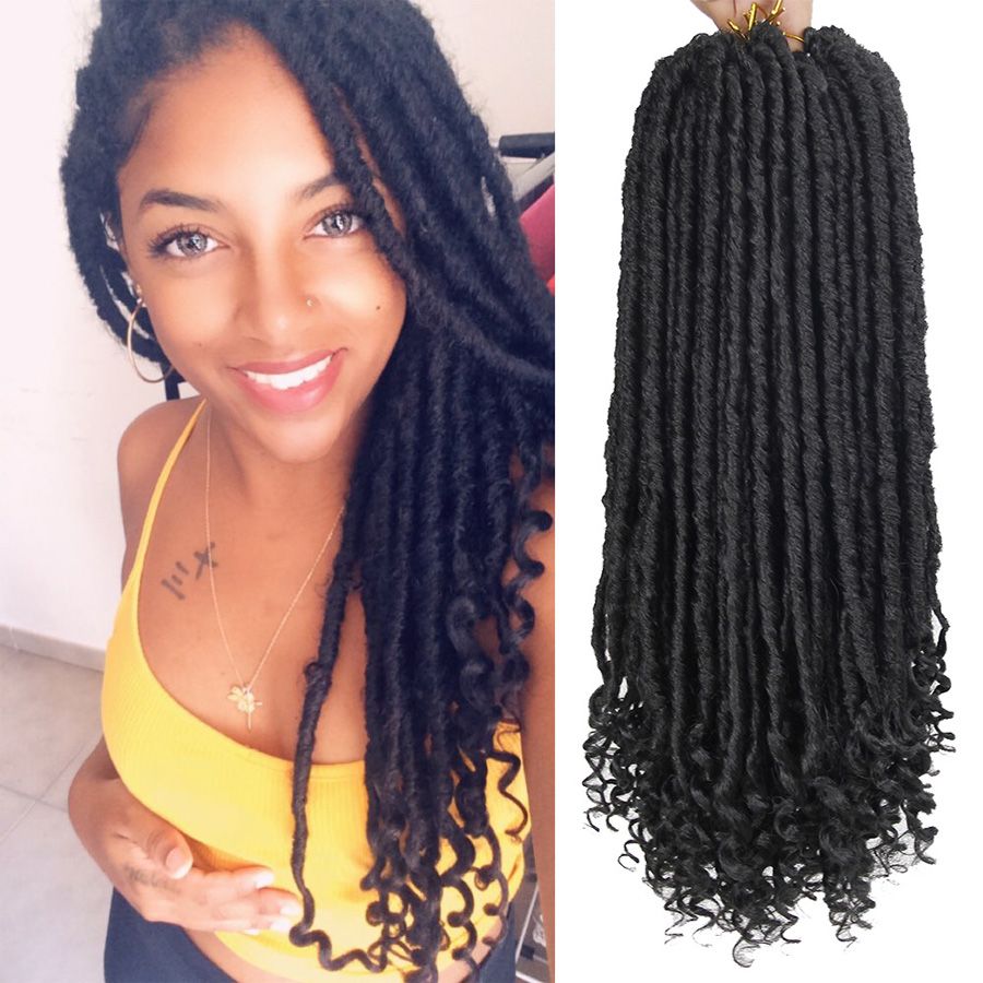 2020 Uniqueme Goddess Hair Ombre Faux Locs Crochet Braids 18 Inch
