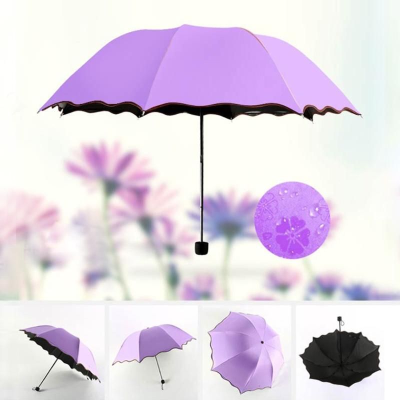 Lilac 43-Inch Auto Open Travel Umbrella Windproof Waterproof UV Protection Safety Easy Carrying for Kids Child Purple
