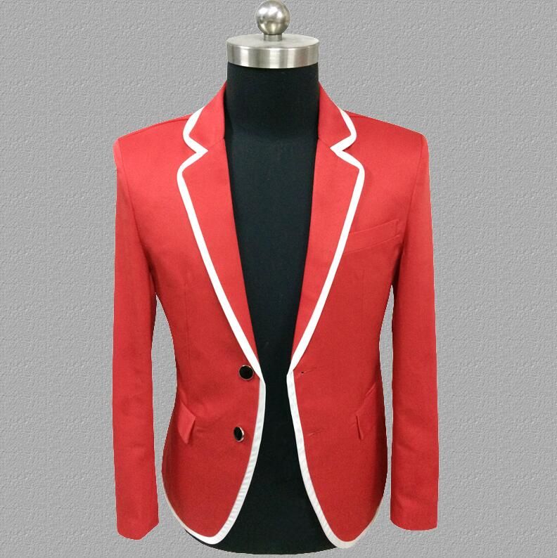 Giacca Rossa Uomo Abiti Disegni Giacca Da Uomo Costumi Di Scena Cantanti  Vestiti Danza Stella Stile Abito Punk Rock Masculino Moda 475556 Da 54,76 €  | DHgate Italy