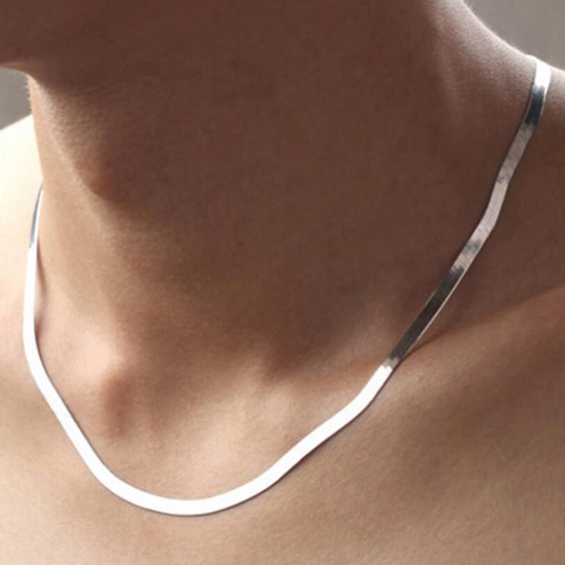 21 Unisex Flat Snake Bone Chain Necklace 45cm 50cm Blade Choker For Women Men 925 Silver Jewelry San3 21 Unisex Flat Snake Bone Chain Necklace 45cm 50cm Blade Choker For Women Men 925 Silver Jewelry San3