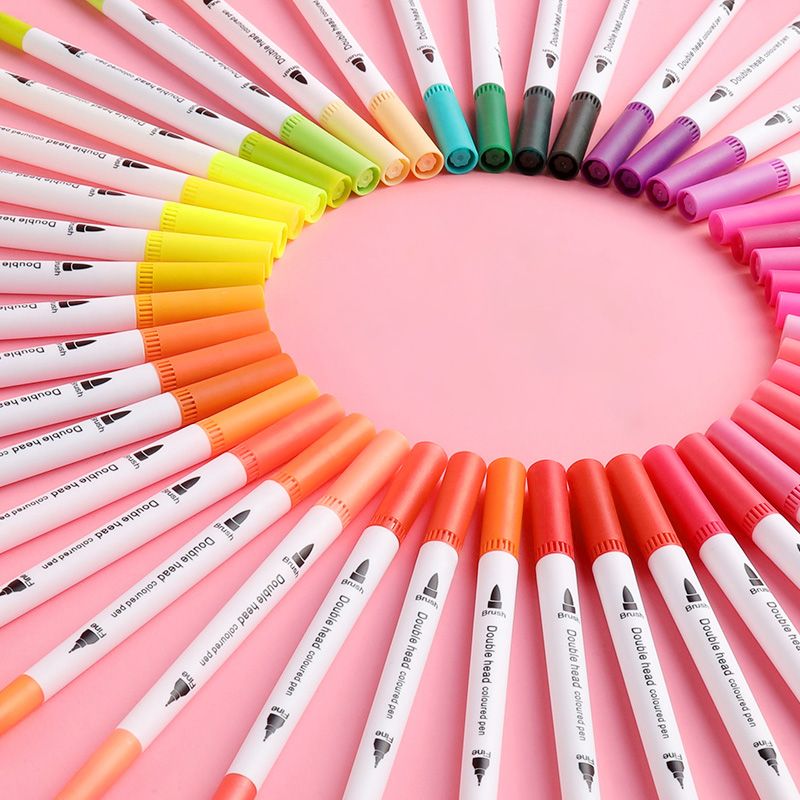 satin al 100 renkli yumusak kafa sulu boya kalem renkli kalem 48 sanat boyama ogrenciler ozel yikanabilir el boyamasi firca grubu art malzemeleri