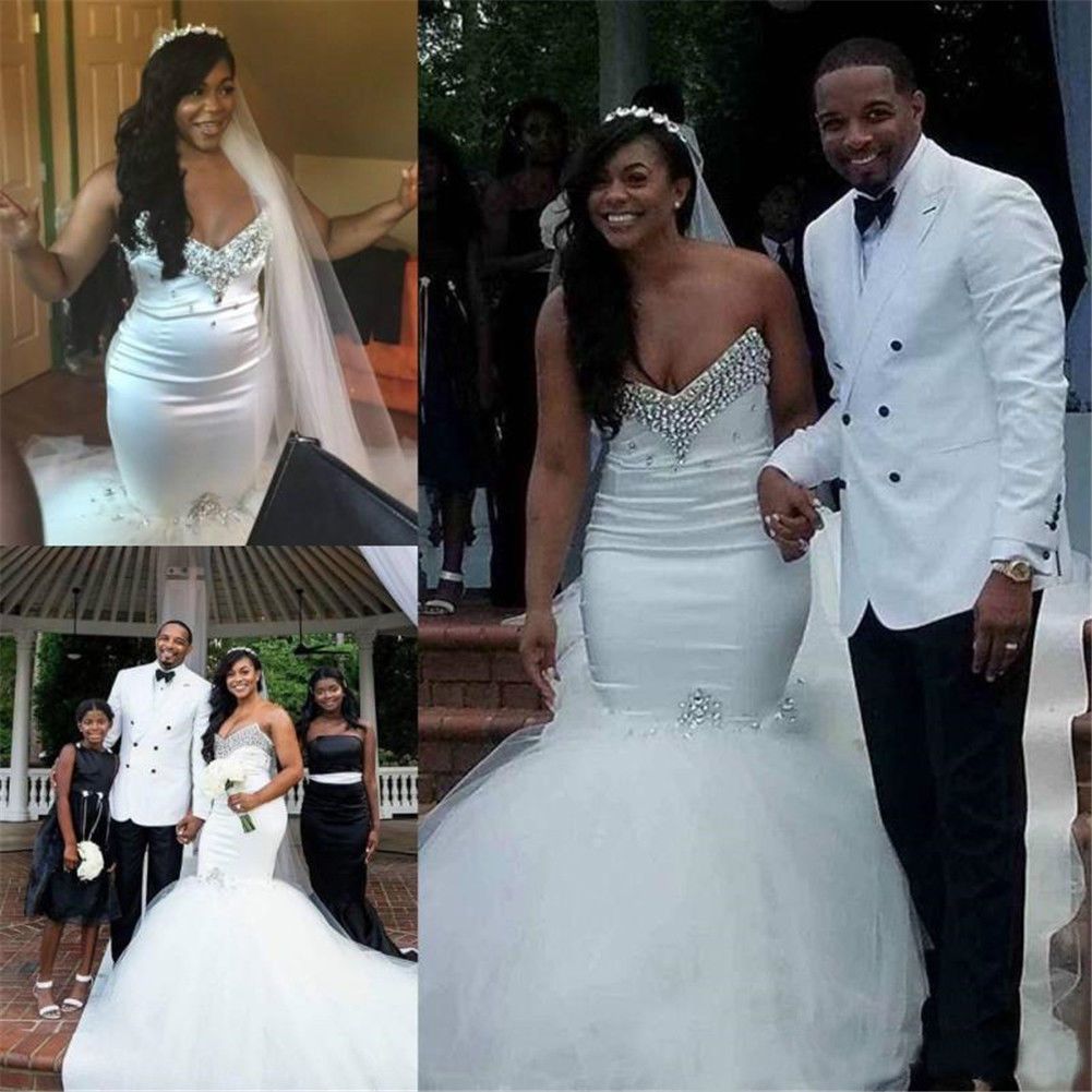 satin and tulle mermaid wedding dress