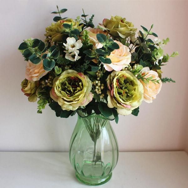 Acheter Grand Bouquet De Pivoine Artificielle Simulation Européenne Rose Fleur Artificielle Fleurs De Soie Bouquet De Mariage Décoration De La Maison
