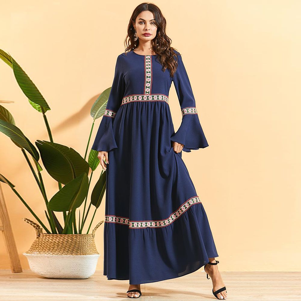 long sleeve navy maxi dress