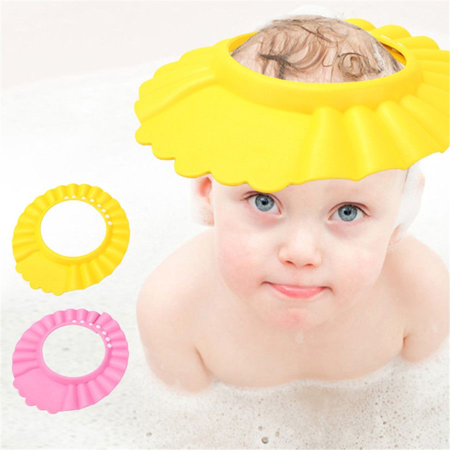 Baño Bebé Ducha Cap Visera Ajustable cabello lavado champú Protector de ojos 