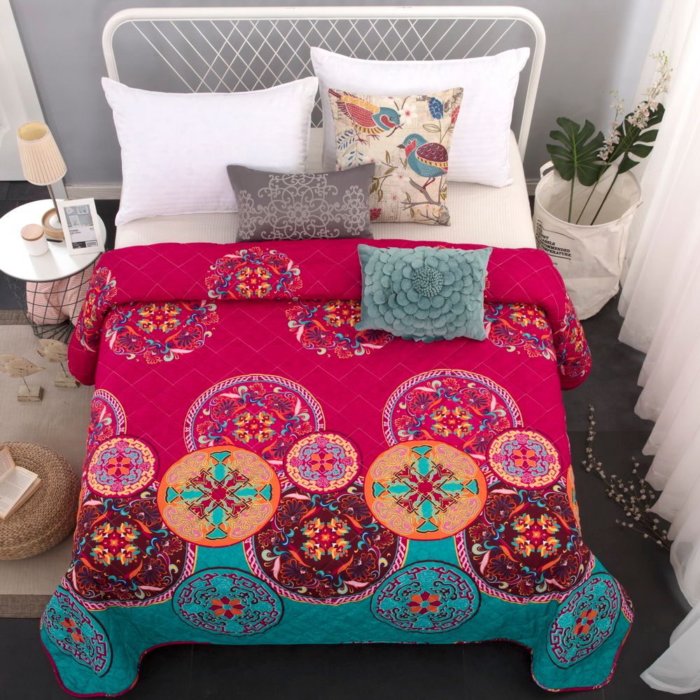 2020 National Style Bohemian Bedding Quilt Queen Size Bed Coverlet