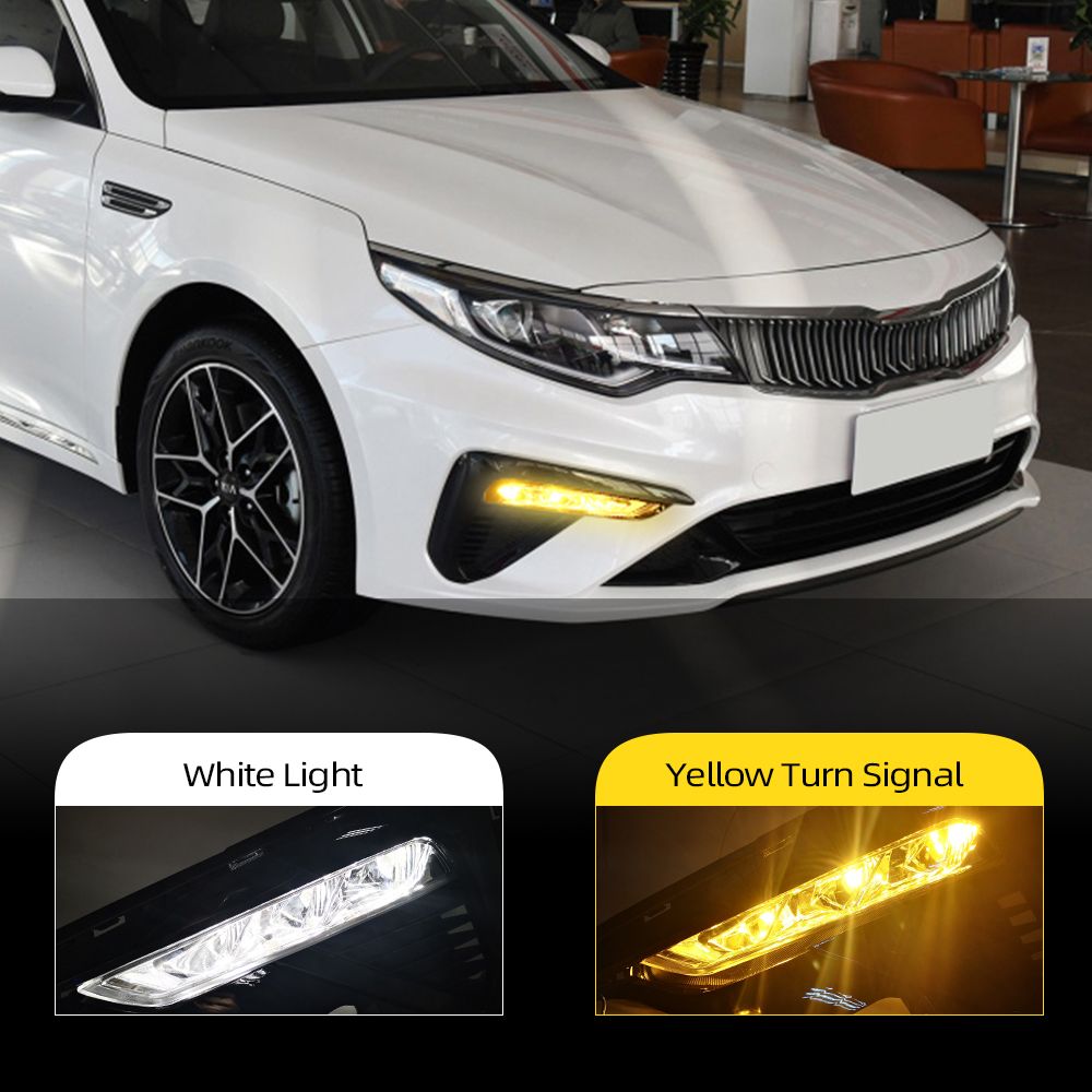 LED Daytime Running Lights For Kia Optima K5 2019 2020 DRL With Yellow