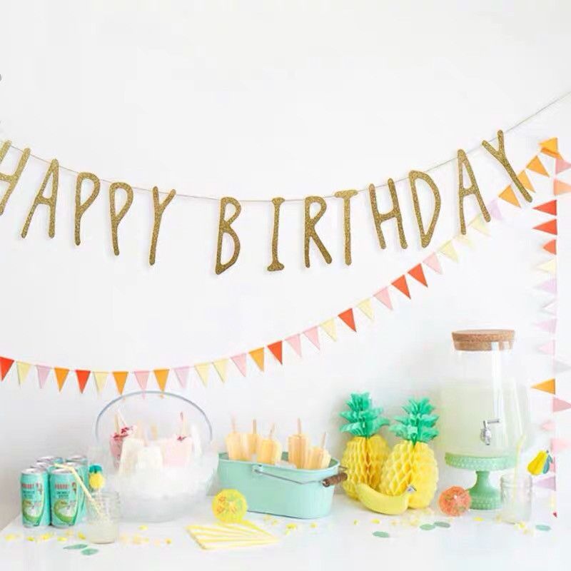Compre Script De Oro Cartas De Cumpleanos Felices Ninos Decoraciones Para Fiestas De Cumpleanos Papel Banners Suministros A 1 25 Del Makefunparty Es Dhgate Com