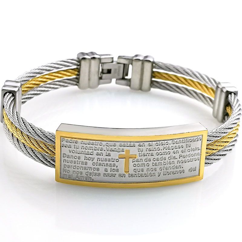 Spanish Bible Bracelet Wholesale Titanium Steel Three Circles Wire