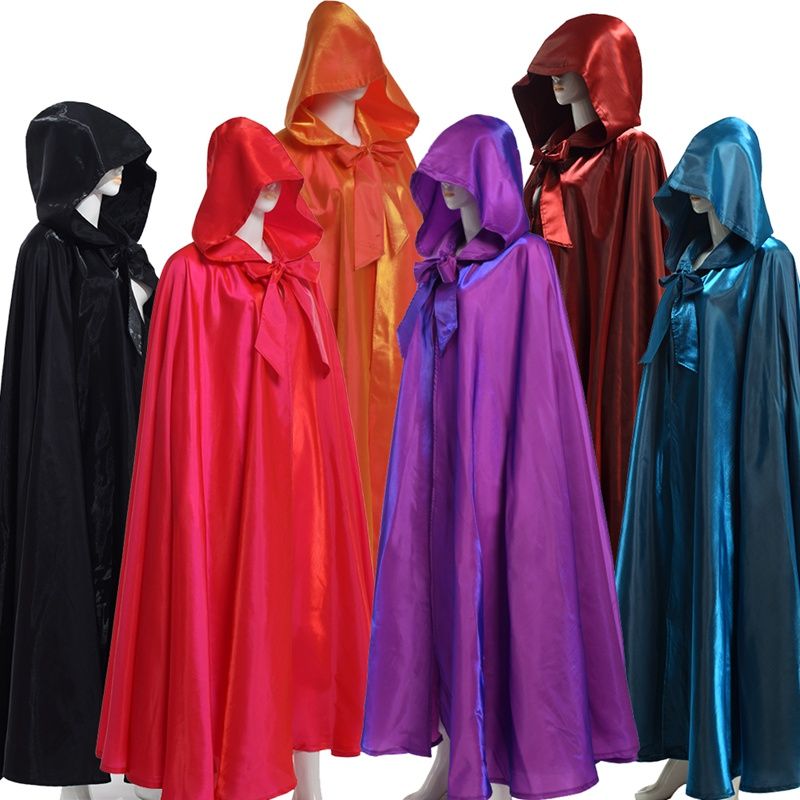 Gothic Hooded Unisex Cloak Wicca Robe Medieval Witchcraft Cape Halloween Costume 