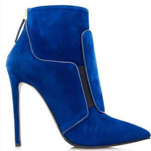 Acquistare 2018 Nuova Moda Inverno Stivali In Pelle Flock Blu Tacco Alto  Stivaletti Tacco A Spillo Tacco Spaccato Patchwork Martin Boots Scarpe Da  Donna Economico | Consegna Veloce E Qualità | DHgate Italy