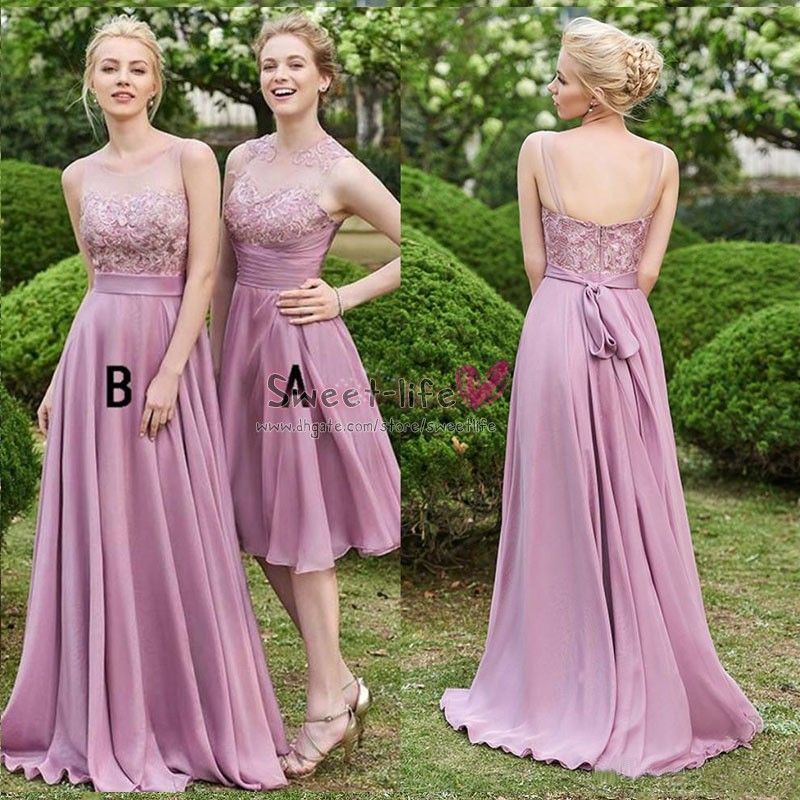 mauve maid of honor dress