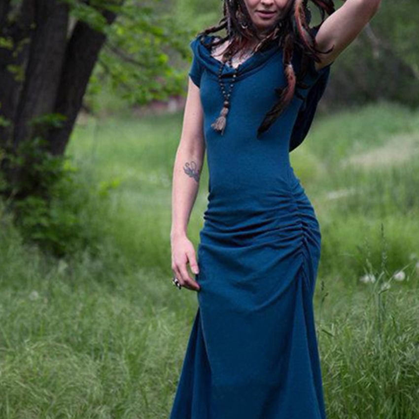 floor length moletom com capuz dress