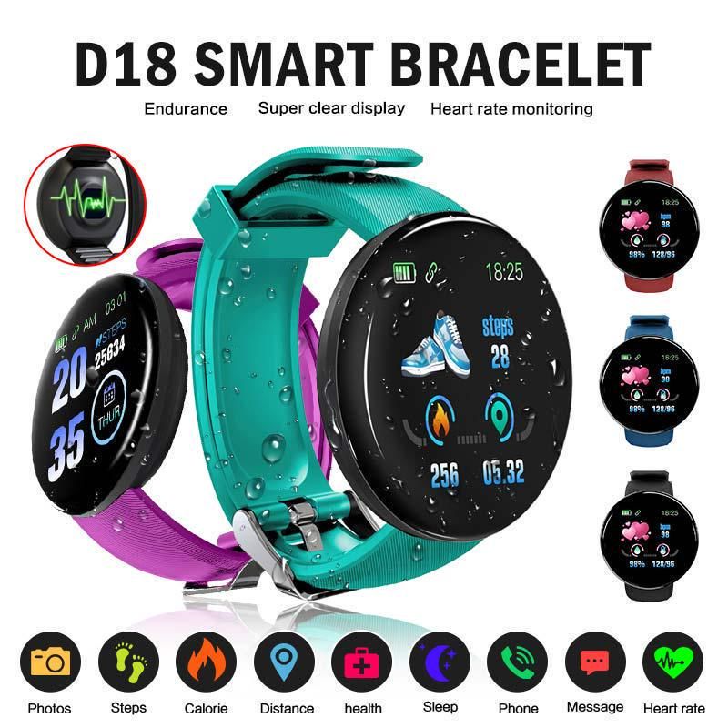 Suministro Al Por Mayor Presión Pulsera Inteligente D18 Rastreador De  Ejercicios Reloj Podómetro Banda De Frecuencia Cardíaca Sangre Smart  Monitor Pulsera De Reloj Inteligente De Aabc168, 6,9 € | Es.DHgate.Com
