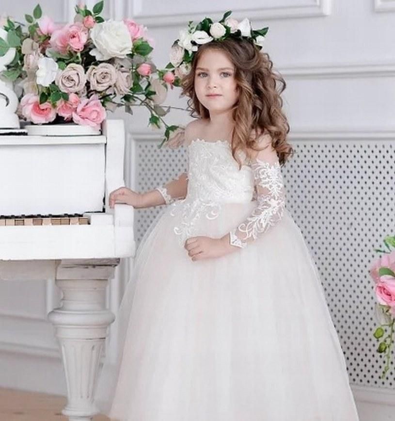 Tiered Ruffles Tulle Ball Gowns Girls Pageant Dresses Bow Floor