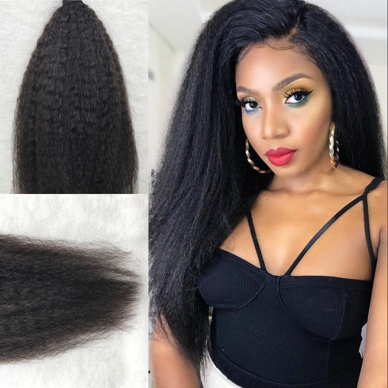 Peruvian Kinky Straight Human Hair Bulk For Braiding Natural Black