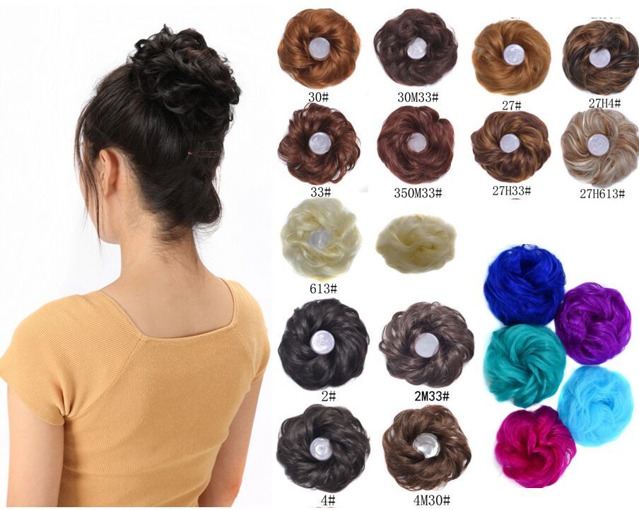 Hair Buns Synthetic Donut Hair Etensions For Women Wavy Curly