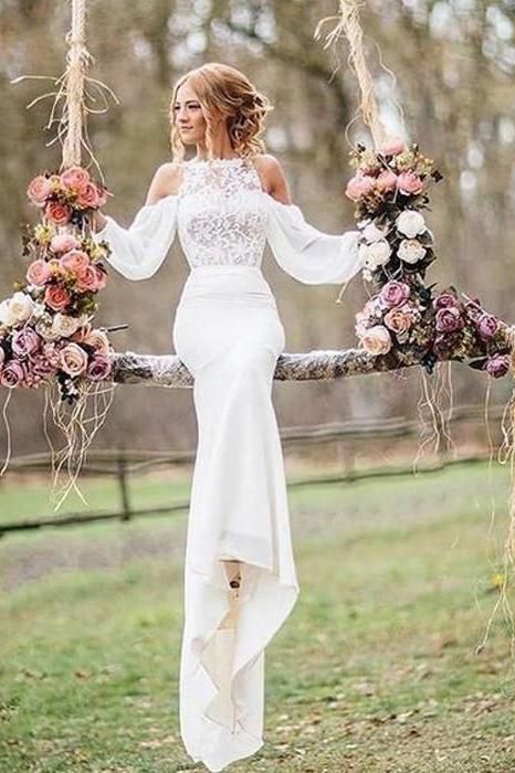 cold shoulder wedding dresses