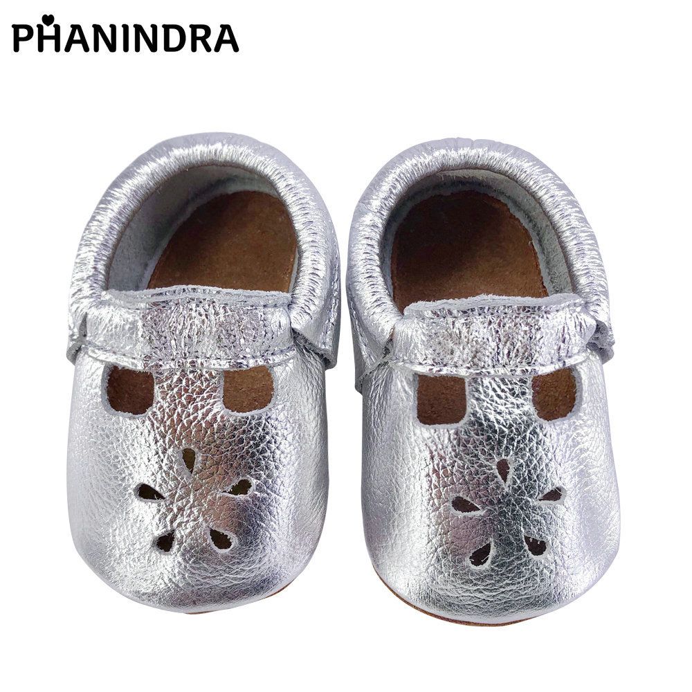 silver baby moccasins