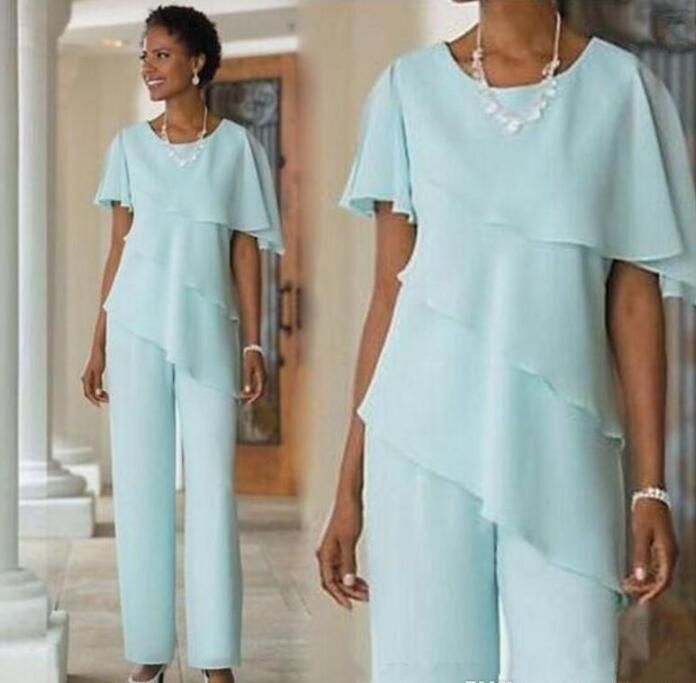 Mother Of The Bride Dresses Pants Suits Wedding Guest Dress Silk Chiffon  Short Sleeve Tiered Mother Of Bride Pant Suits Custom Made From Gaogao8899,  $107.24 | DHgate.Com