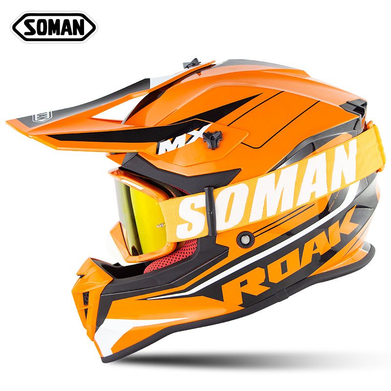 dirt bike helmet and goggles