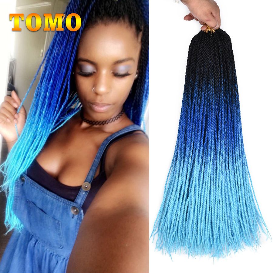 2019 Senegalese Twist Crochet Braids Black Blue Light Blue