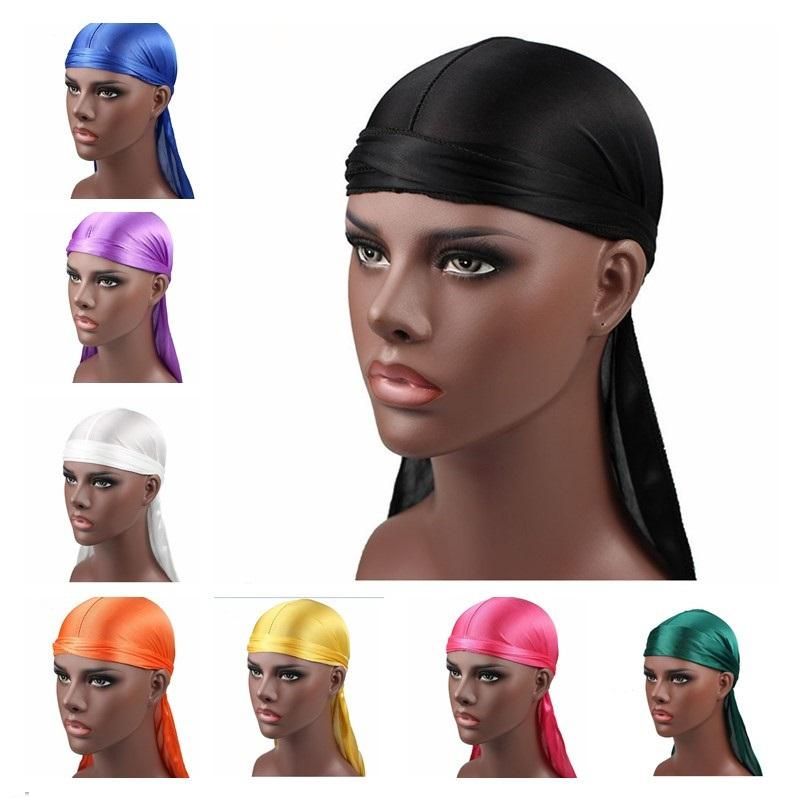 Hombres durags sedoso Durag hombre del diseñador gorras de raso Bandana pelucas Headwear de