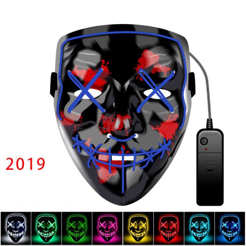 Cheap Halloween Mask LED Maske Light Up Party Masks Neon Maska Cosplay