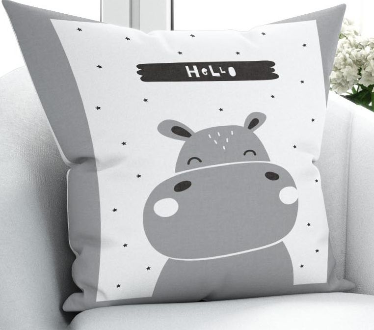 Else Gray White Hippo Scandinavian Nordic 3d Print Microfiber