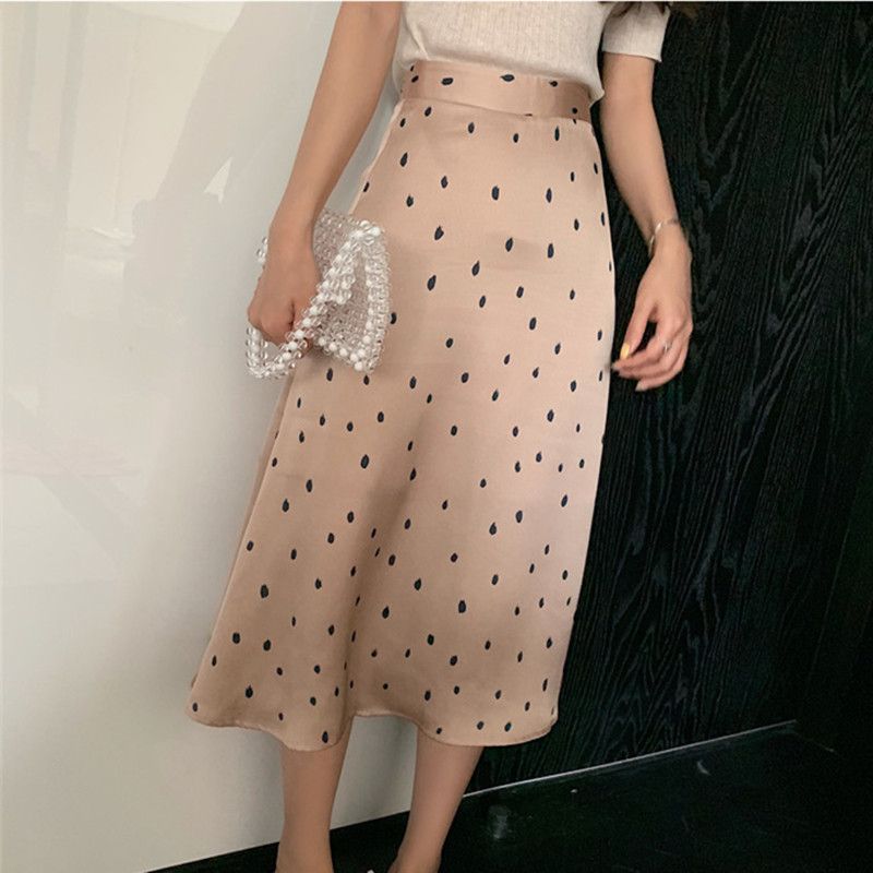 Falda Midi elegante de cintura alta Falda larga de satén para mujer Falda Midi elegante de cintura alta Falda larga de satén para mujer