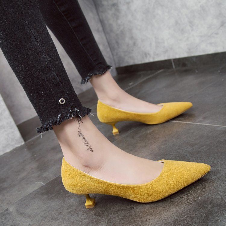 Acquista Scarpe Eleganti Di Design Scarpe Con Tacco Medio In Pelle Da Donna  Novità Di Alta Qualità Scarpe Nere Nere Le Signore Ufficio Kitten Heels  Yellow A 16,85 € Dal Bags66 | DHgate.Com