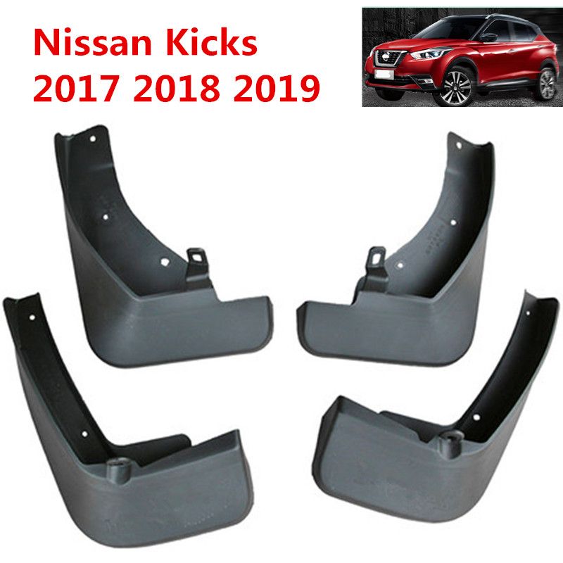 4PCS Plastic Black Splash Guard Mud Flaps Cover Trim for Nissan Kicks 2017-2018