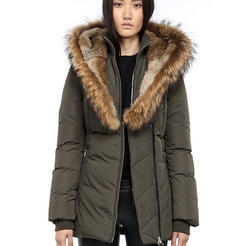 women's down jacket with real fur hood