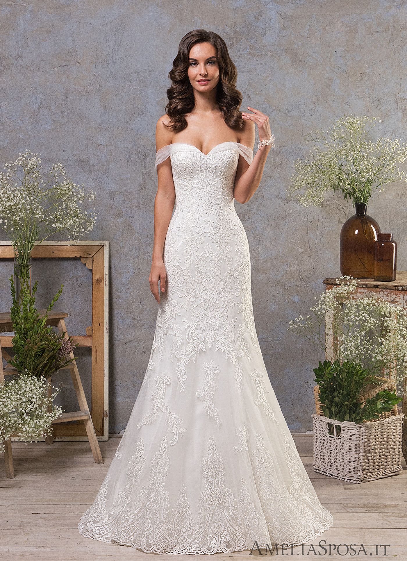 A-line Spaghetti Straps Mermaid Wedding Dress With Lace Appliques – Pgmdress