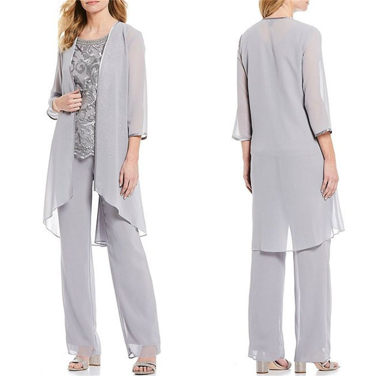 mother of the bride silver pantsuit