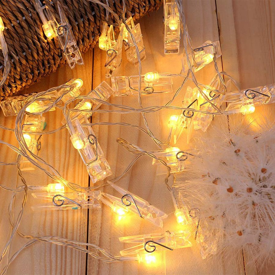 Waterproof Photo Clip String Lights 8 Modes Dimmable Photo Hanging Fairy Lights Holder With Remote Timer Indoor Outdoor Bedroom Decor Christmas Door