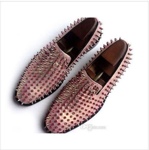 Rose Gold Loafers Spiked Studded Flats 