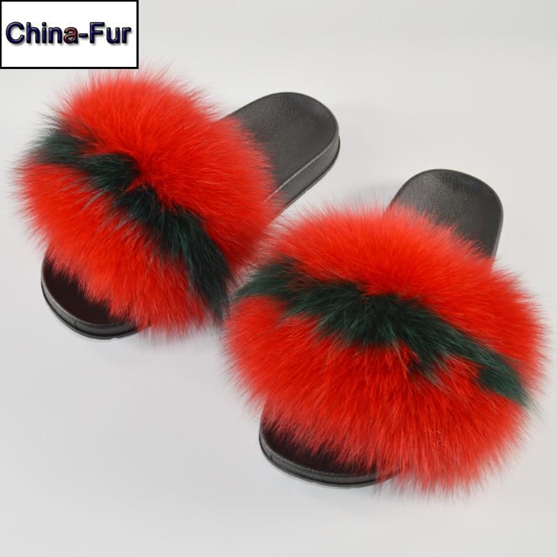 genuine fur slides