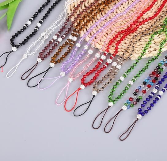 1PC Rhinestone Key Ring Phone Lanyard Neck Strap Crystal Pearl Beaded Lanyard 