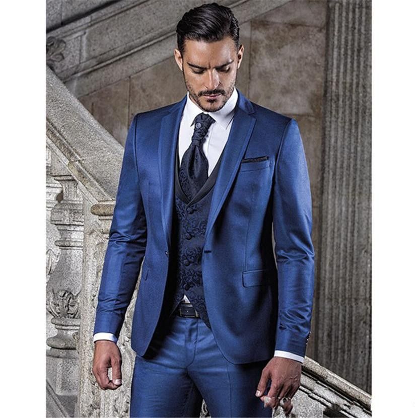 Acquistare Smoking Da Uomo Blu Smoking Personalizzato Smoking Smoking Notch  Bavero Giacca Da Uomo Popolare Giacca 3 Pezzi Giacca + Pantaloni + Cravatta  + Gilet 2071 Economico | Consegna Veloce E Qualità | DHgate Italy